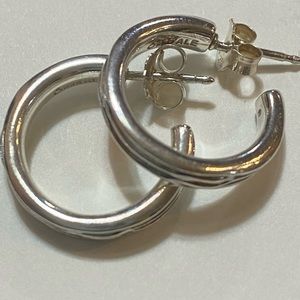 Authentic Pandora Liquid Stream Sterling Silver Hoop Earrings- Small
